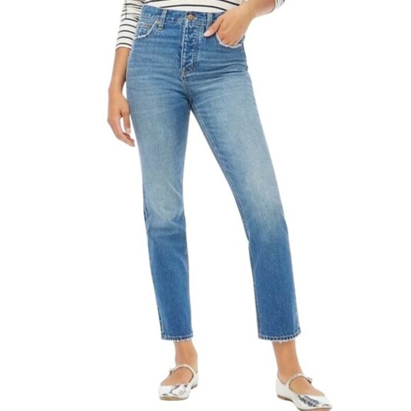 J.Crew Factory High-Rise Straight Jeans 28W Button Fly 100% Cotton NWT - Picture 1 of 9